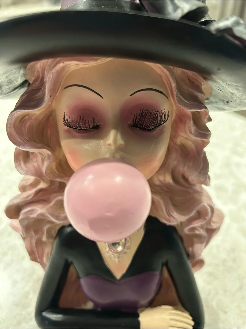 “New” Pink Bubble Witch Figurine - Decorative Halloween Party Accent